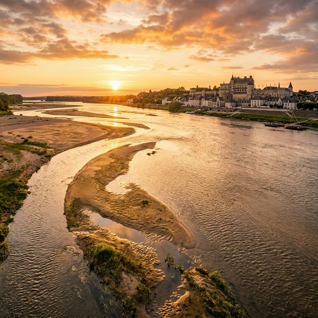 Berge de Loire en Loire-Atlantique avec arbre, eau large et zone de pêche calme